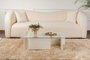 Nordure Mesa de Centro Flavio - Madera Blanca con Cristal Templado y Tablero Melamina 105x30x65cm